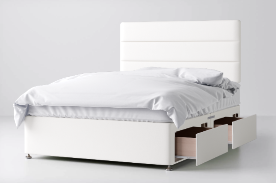Divan Bed In Multiple Colours with 2 Drawers Same Side