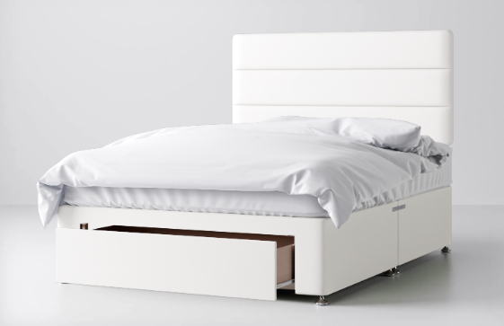 Divan Bed In Multiple Colours with End Drawer
