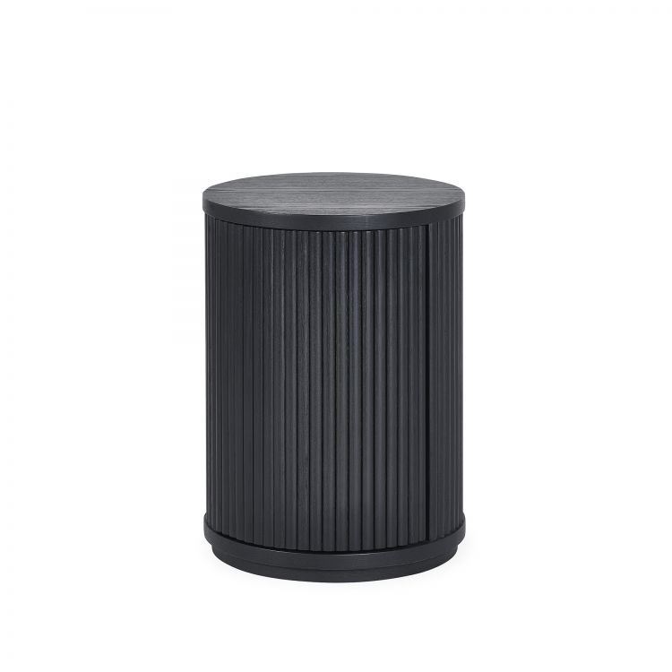Louis Black Fluted Side Table with Door