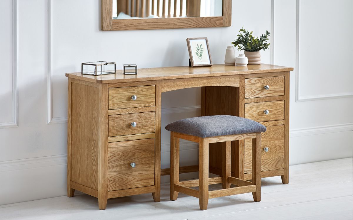 Mallory Twin Pedestal Dressing Table with Stool