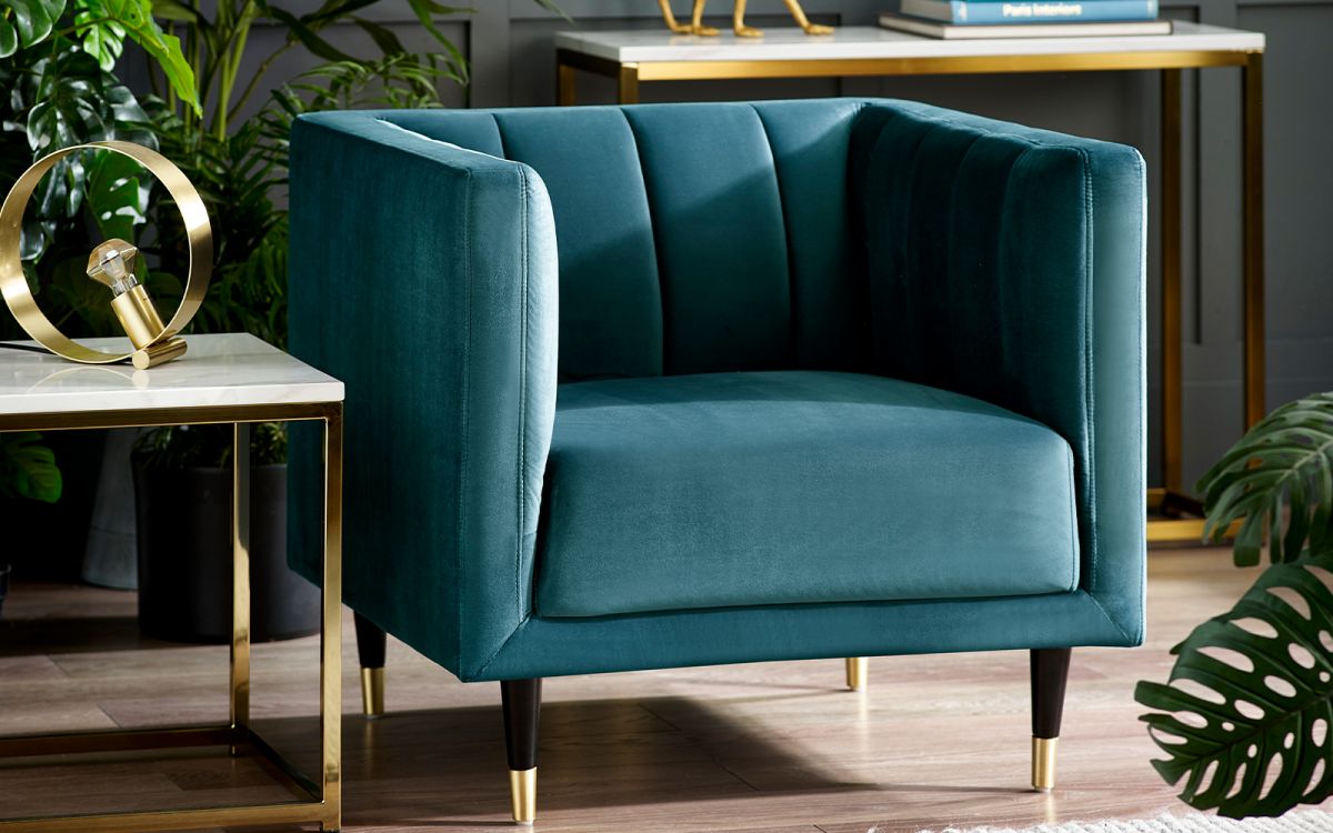 Salma Scalloped Back Chair Armchair in Teal