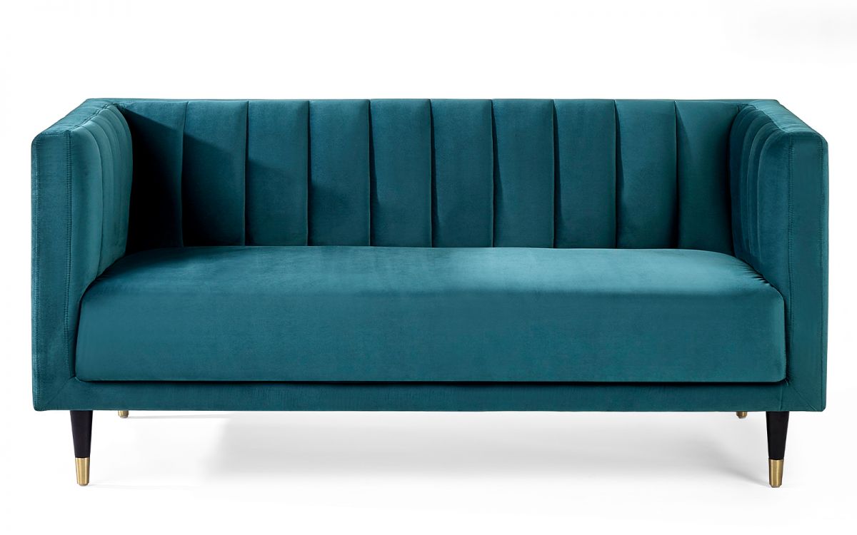 Salma Scalloped Back 2 Seater Sofa in Teal