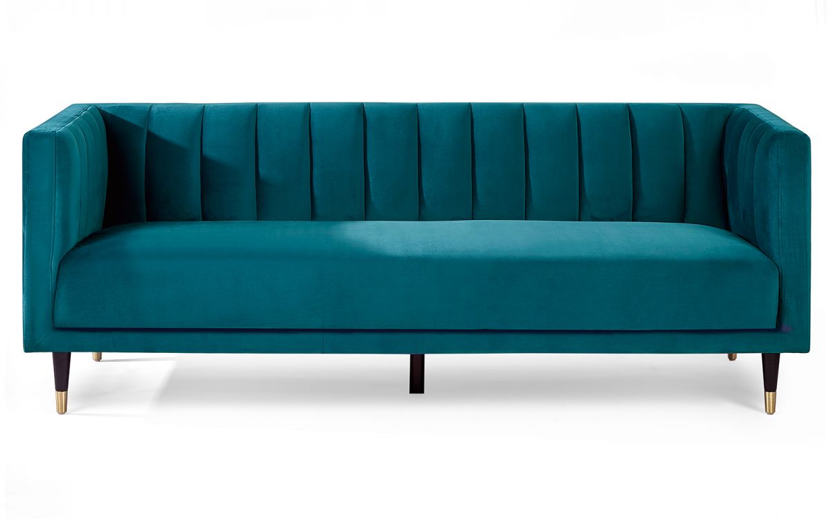 Salma Scalloped Back 3 Seater Sofa in Teal