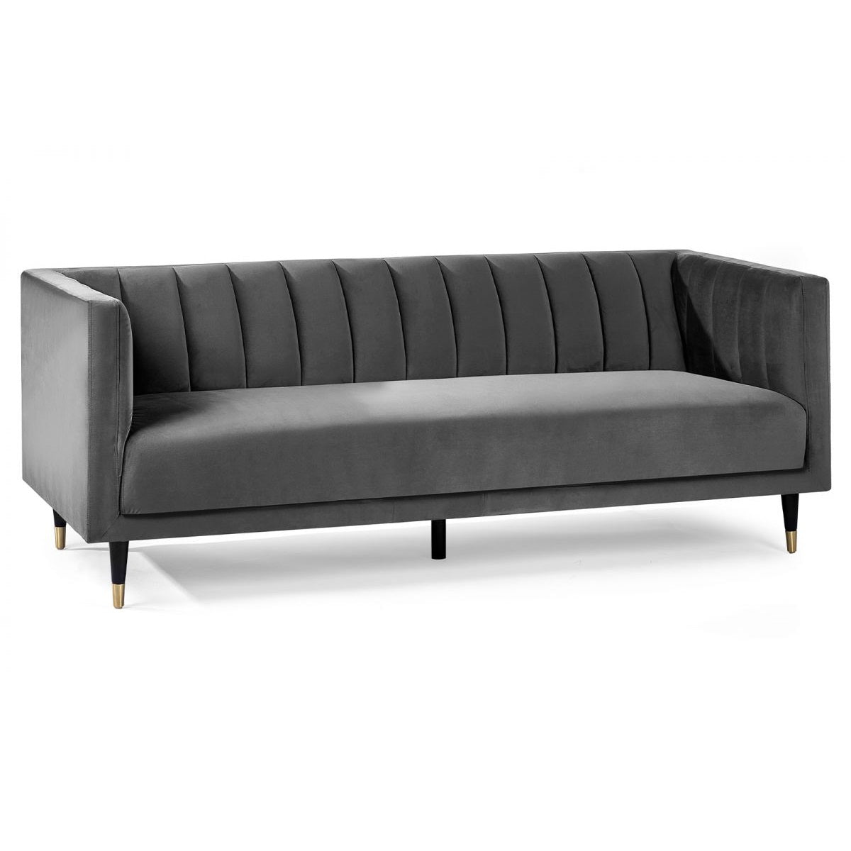 Salma Scalloped Back 3 Seater Sofa in Grey