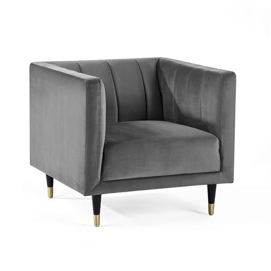 Salma Scalloped Back Chair Armchair in Grey