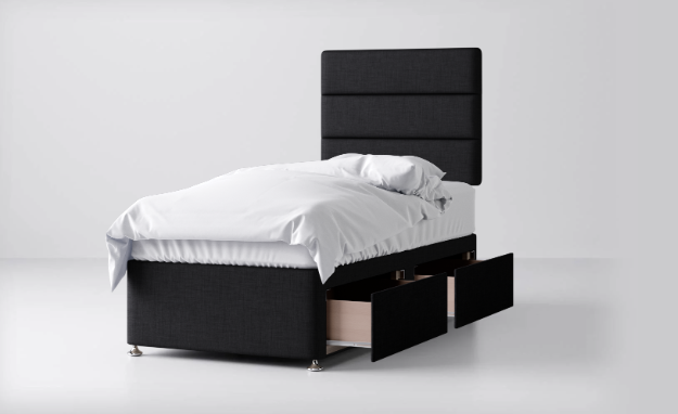 Divan Bed In Multiple Colours with 2 Drawers Same Side