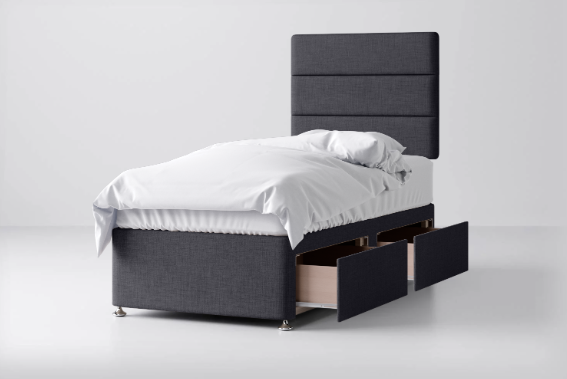 Divan Bed In Multiple Colours with 2 Drawers Same Side
