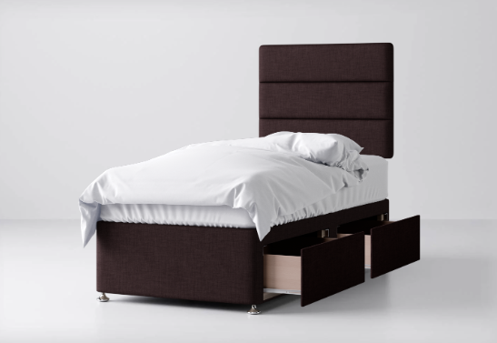 Divan Bed In Multiple Colours with 2 Drawers Same Side