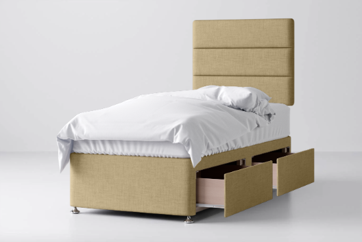 Divan Bed In Multiple Colours with 2 Drawers Same Side