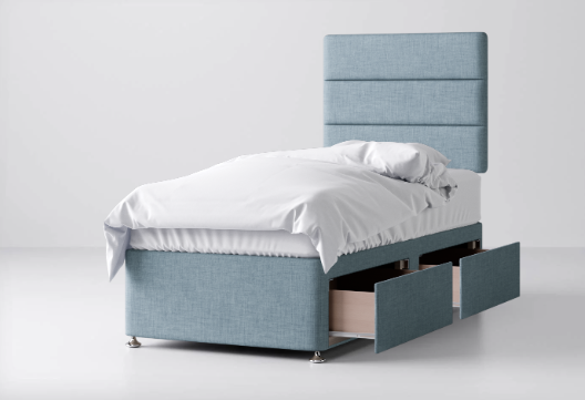Divan Bed In Multiple Colours with 2 Drawers Same Side