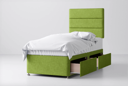 Divan Bed In Multiple Colours with 2 Drawers Same Side