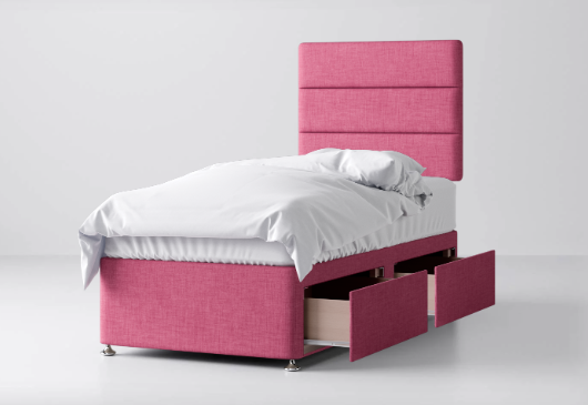 Divan Bed In Multiple Colours with 2 Drawers Same Side