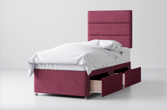 Divan Bed In Multiple Colours with 2 Drawers Same Side