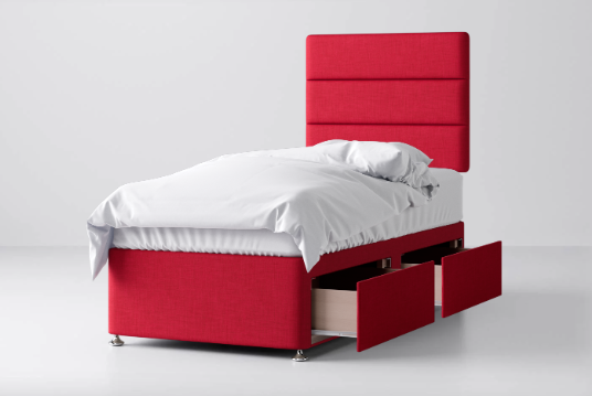 Divan Bed In Multiple Colours with 2 Drawers Same Side