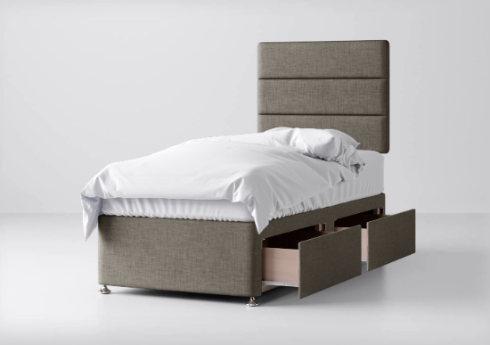 Divan Bed In Multiple Colours with 2 Drawers Same Side