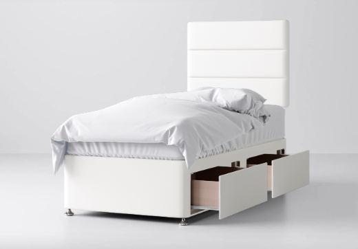 Divan Bed In Multiple Colours with 2 Drawers Same Side