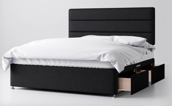 Divan Bed In Multiple Colours with 2 Drawers Same Side