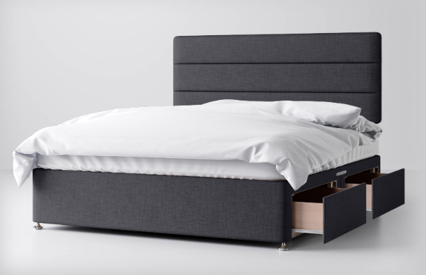 Divan Bed In Multiple Colours with 2 Drawers Same Side