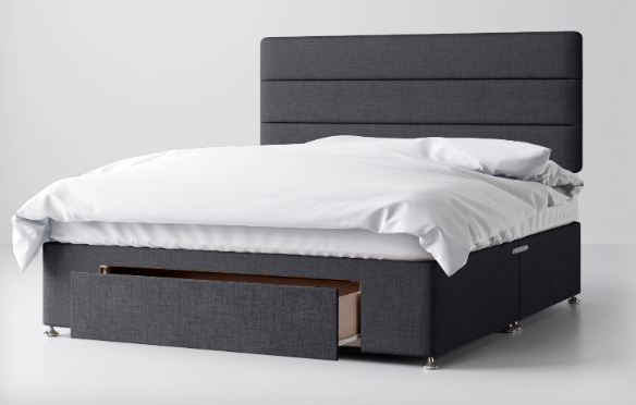Divan Bed In Multiple Colours with End Drawer