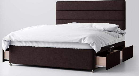 Divan Bed In Multiple Colours with 4 Drawers