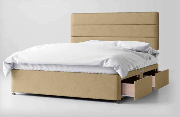 Divan Bed In Multiple Colours with 2 Drawers Same Side