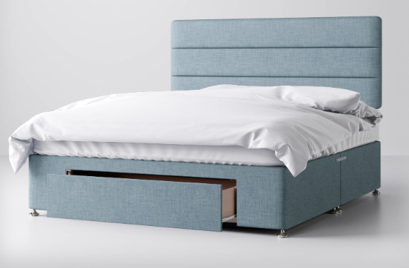 Divan Bed In Multiple Colours with End Drawer