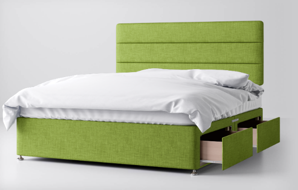 Divan Bed In Multiple Colours with 2 Drawers Same Side
