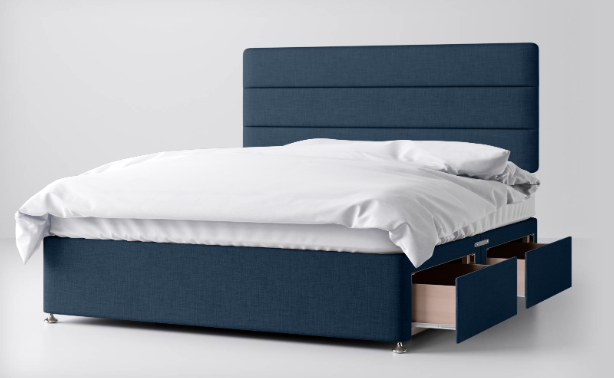 Divan Bed In Multiple Colours with 2 Drawers Same Side