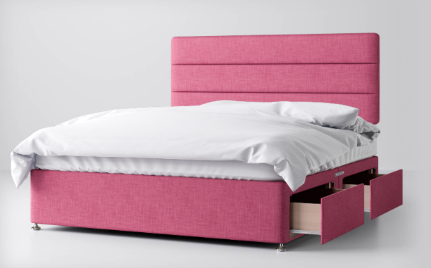 Divan Bed In Multiple Colours with 2 Drawers Same Side