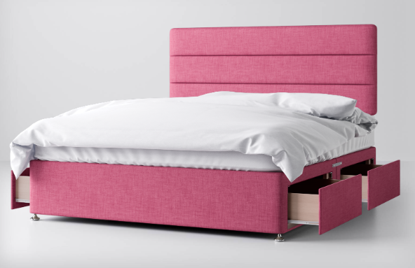 Divan Bed In Multiple Colours with 4 Drawers