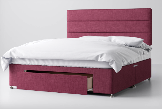 Divan Bed In Multiple Colours with End Drawer