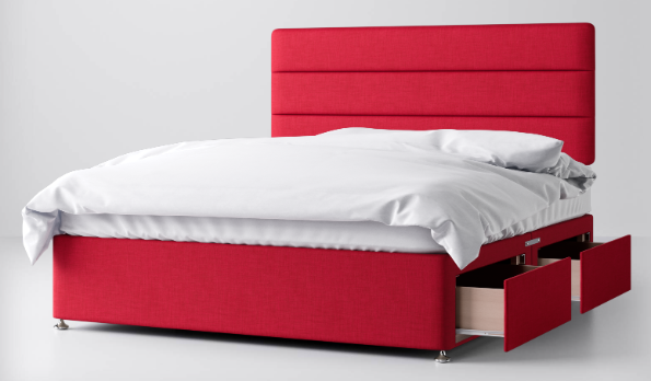 Divan Bed In Multiple Colours with 2 Drawers Same Side