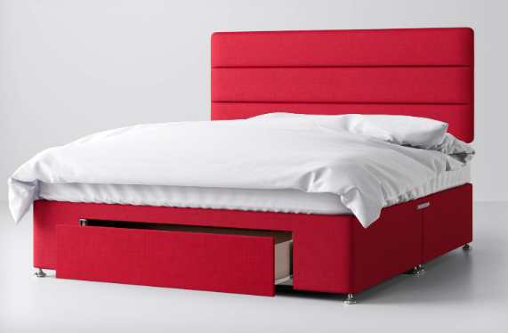 Divan Bed In Multiple Colours with End Drawer