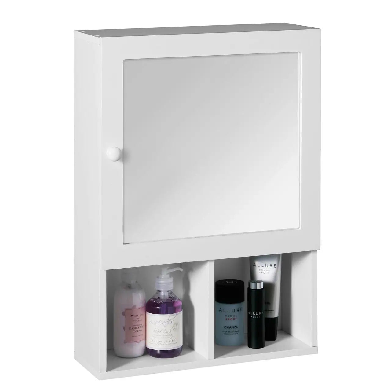 White Wood Mirrored Cabinet