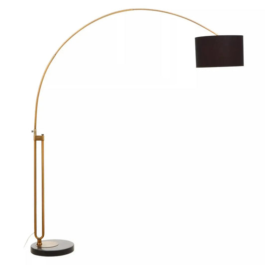 Hubert Antique Brass Floor Lamp with Black Marble Base