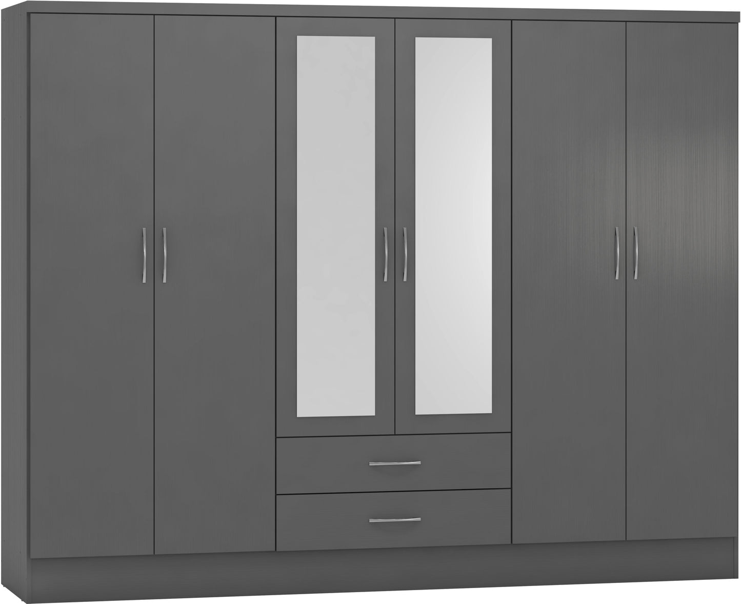 Nevada 6 Door 2 Drawer Mirrored Wardrobe