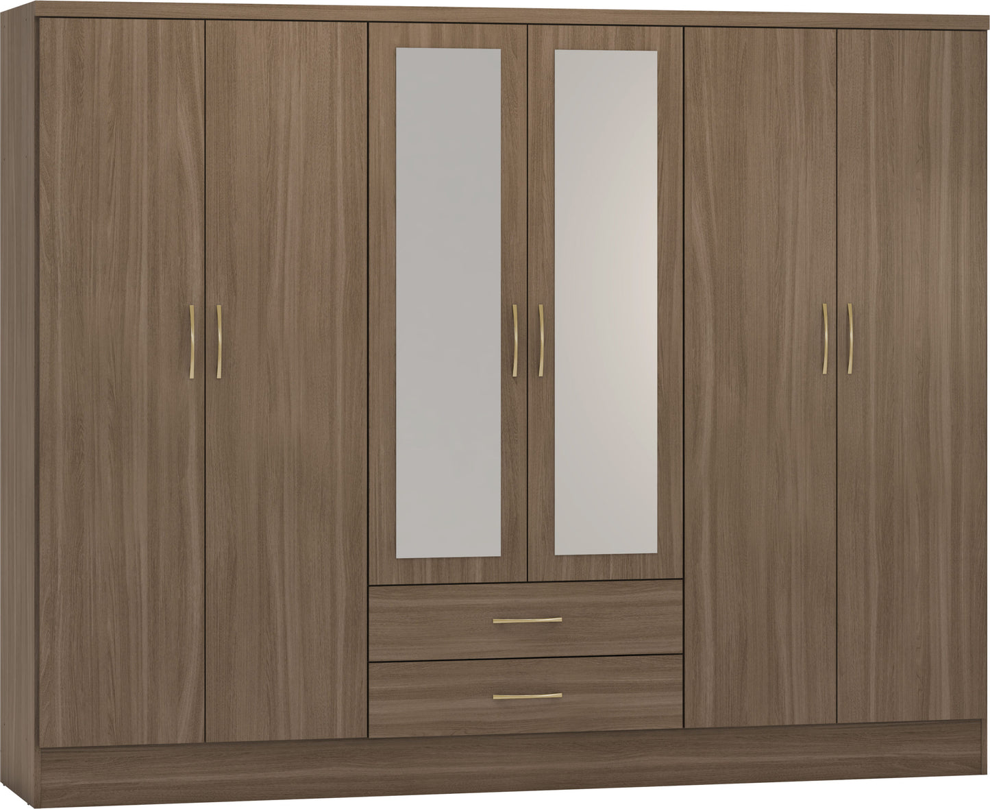 Nevada 6 Door 2 Drawer Mirrored Wardrobe