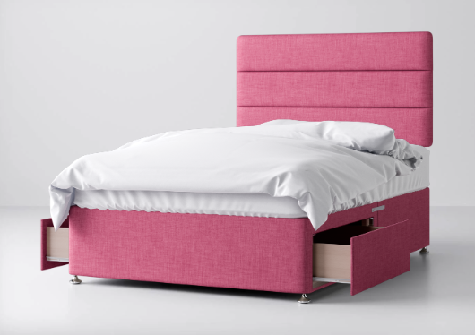 Divan Bed In Multiple Colours with 2 Drawers either Side