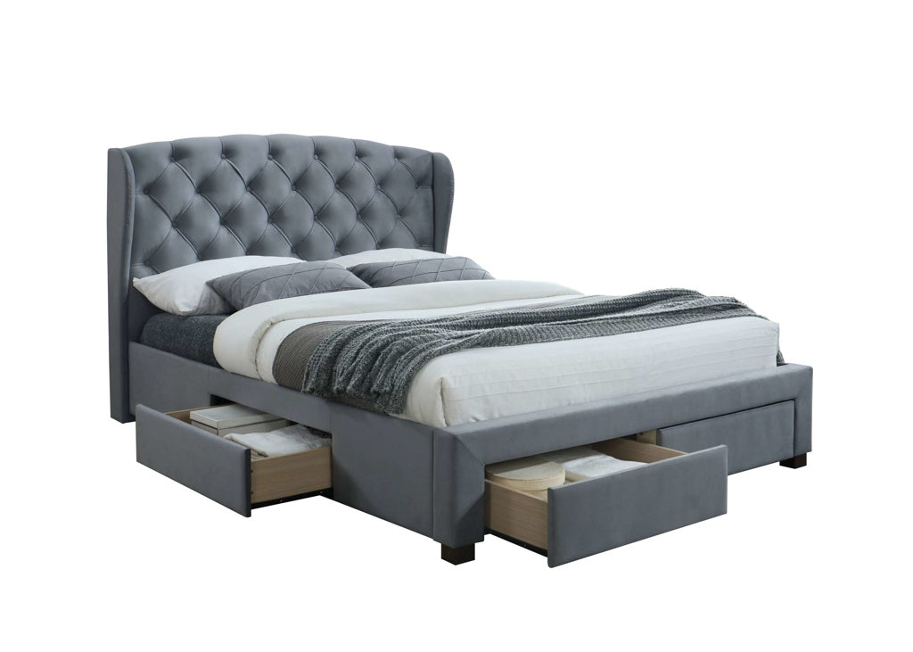 Grey Velvet Bed