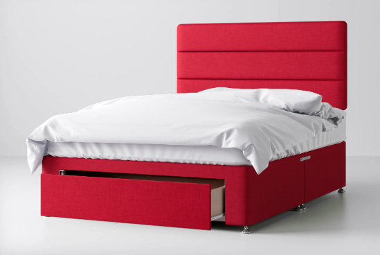 Divan Bed In Multiple Colours with End Drawer