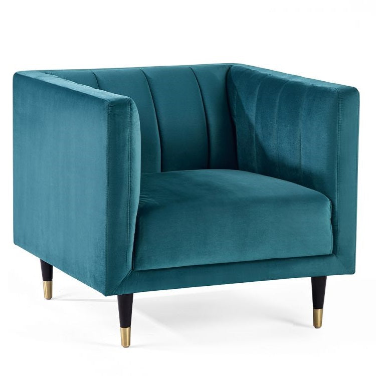 Salma Scalloped Back Chair Armchair in Teal