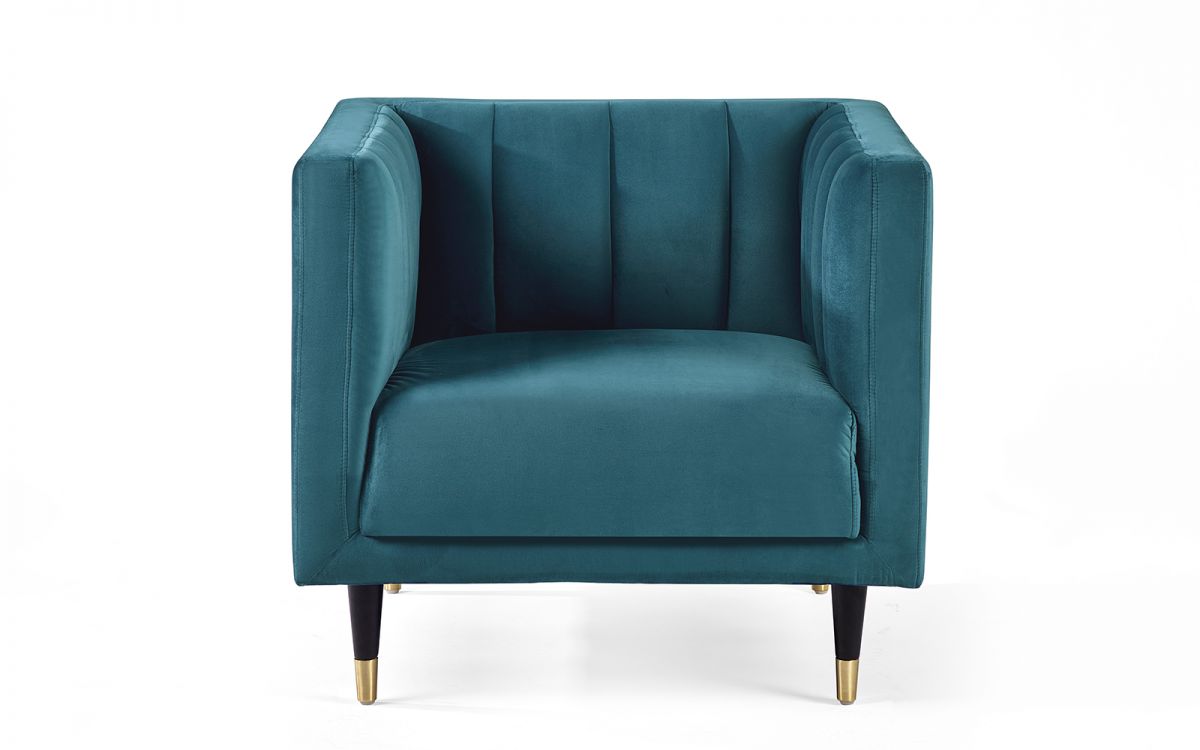 Salma Scalloped Back Chair Armchair in Teal