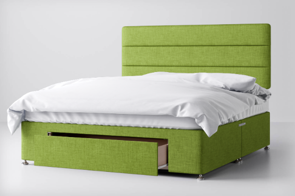 Divan Bed In Multiple Colours with End Drawer